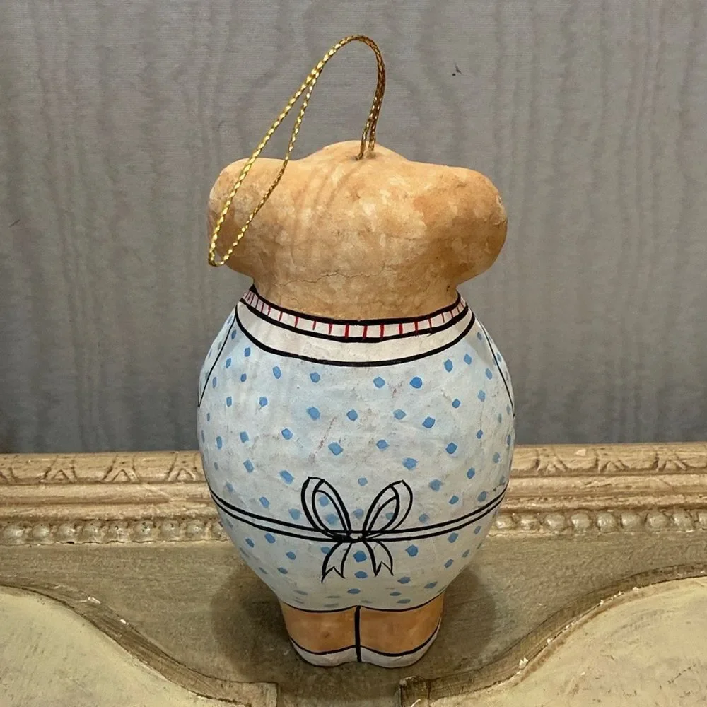Vintage Baker Koala Bear Ornament Round Belly Papier Mache Hand Crafted Bakery